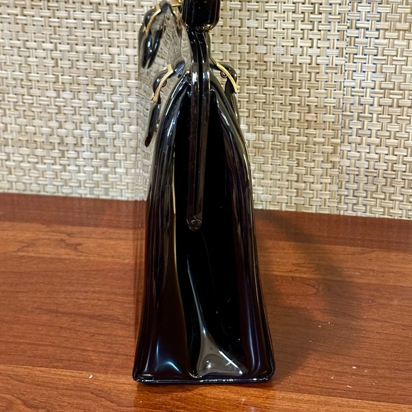 🌟HP🌟VTG 1960s Black Patent Top Handle Bag by Kadin USA - Picture 10 of 16